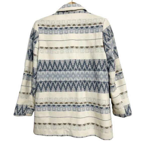 Braetan Wool Blazer Ivory Blue Aztec Size 10 - Picture 2 of 8